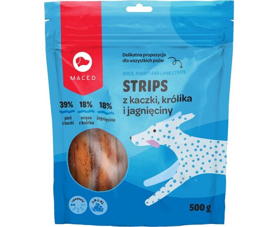 MACED DUCK, RABBIT AND LAMB STRIPS - DOG TREAT - 500G