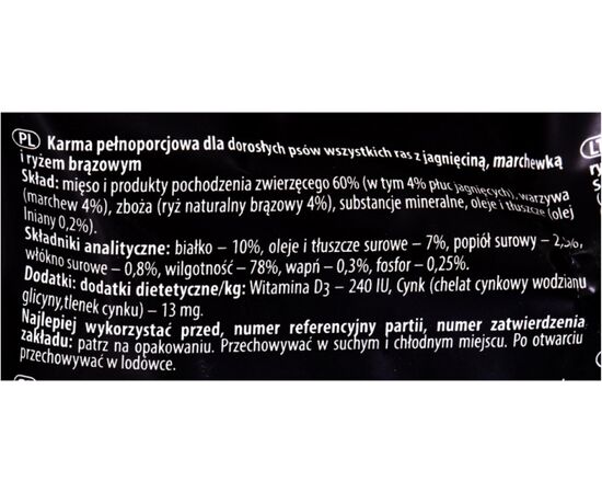 DOLINA NOTECI PIPER WITH LAMB, CARROT AND BROWN RICE - WET DOG FOOD 500 G