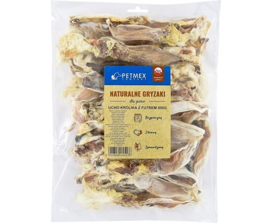 PETMEX DOG CHEW RABBIT EAR WITH FUR 500G