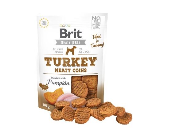 BRIT JERKY TURKEY MEATY COINS TURKEY - DOG TREAT - 80 G