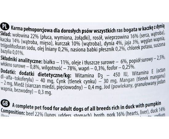 DOLINA NOTECI 5902921300731 DOGS MOIST FOOD DUCK ADULT 400 G