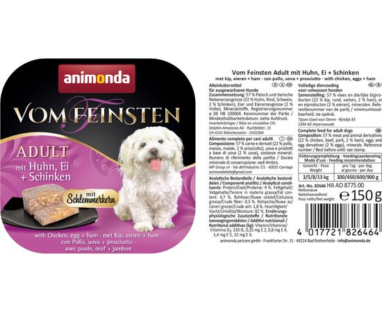 ANIMONDA VOM FEINSTEN GOURMET CORE WITH CHICKEN, EGG + HAM EGG, CHICKEN, HAM ADULT 150 G
