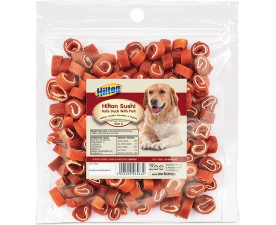 HILTON SUSHI ROLLS DUCK WITH FISH - DOG TREAT - 500 G