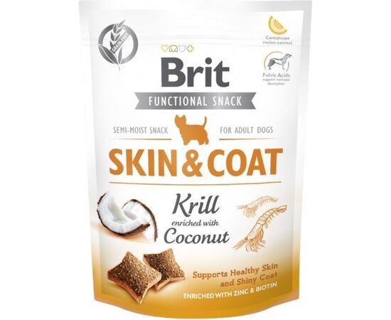 BRIT FUNCTIONAL SNACK SKIN&COAT KRILL  - DOG TREAT - 150G