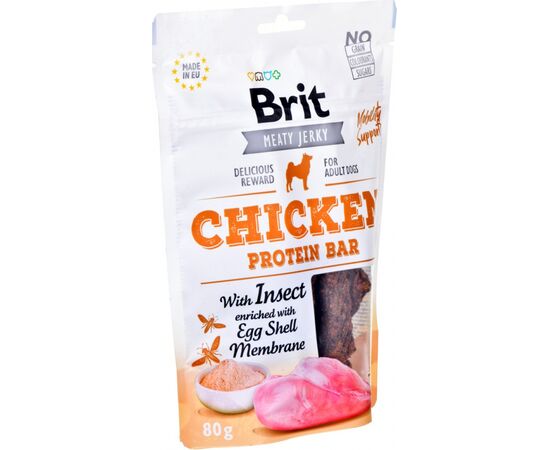 BRIT JERKY CHICKEN PROTEIN BAR WITH INSTECT - CHICKEN - DOG SNACK - 80 G
