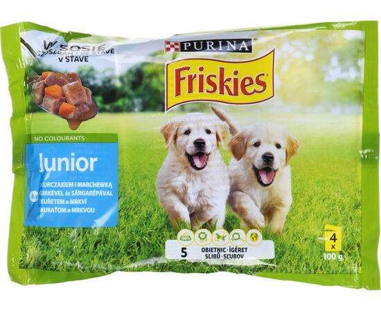 PURINA NESTLE FRISKIES JUNIOR CHICKEN WITH CARROTS - WET DOG FOOD - 4X100G