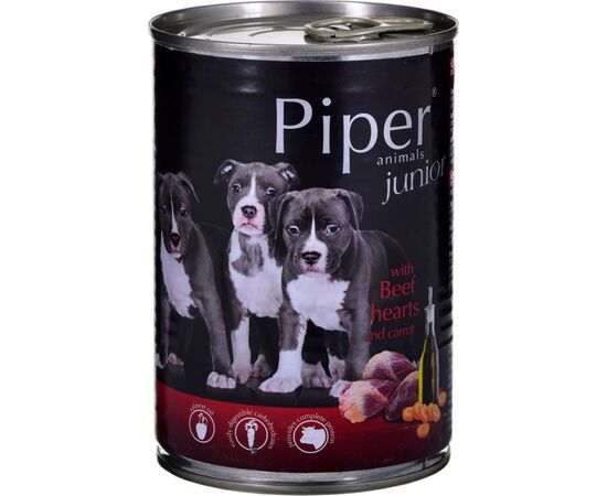 DOLINA NOTECI PIPER JUNIOR BEEF HEARTS WITH CARROT - WET DOG FOOD - 400 G
