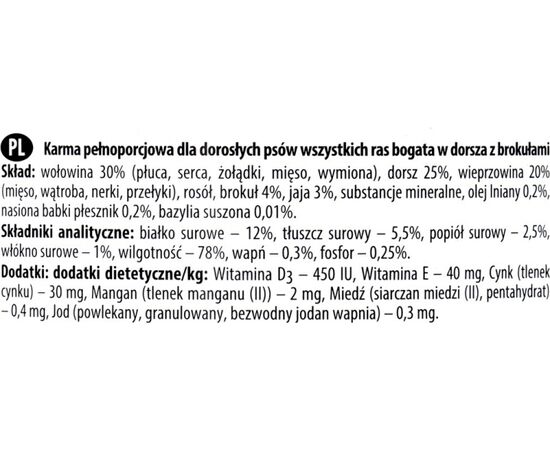 DOLINA NOTECI PREMIUM RICH IN COD AND BROCCOLI - WET DOG FOOD - 800 G