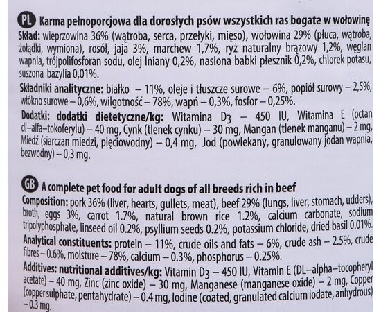 DOLINA NOTECI 5902921301325 DOGS MOIST FOOD BEEF,PORK ADULT 400 G