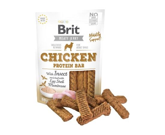 BRIT JERKY CHICKEN PROTEIN BAR WITH INSTECT - CHICKEN - DOG SNACK - 80 G