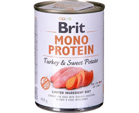 BRIT MONO PROTEIN TURKEY WITH SWEET POTATO - WET DOG FOOD - 400 G