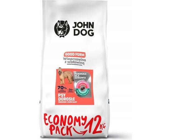 JOHN DOG GOOD FORM ADULT PORK WITH BEEF  - DRY DOG FOOD - 12 KG