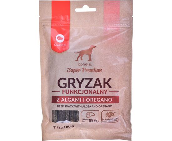 MACED BEEF SNACK WITH ALGEA AND OREGANO - DOG CHEW - 100G