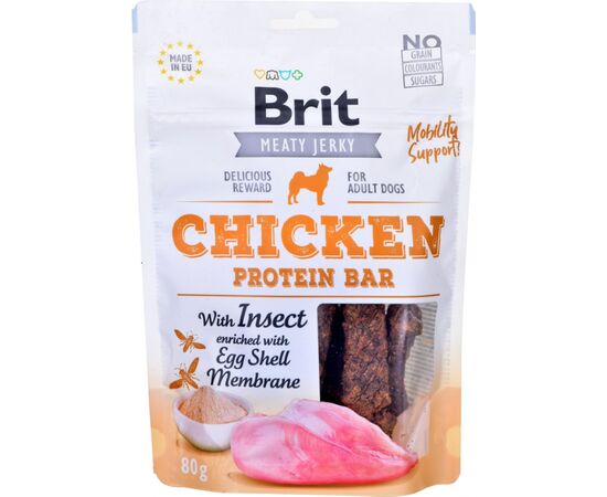 BRIT JERKY CHICKEN PROTEIN BAR WITH INSTECT - CHICKEN - DOG SNACK - 80 G