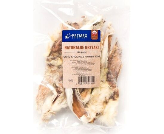 PETMEX DOG CHEW RABBIT EAR WITH FUR 100G