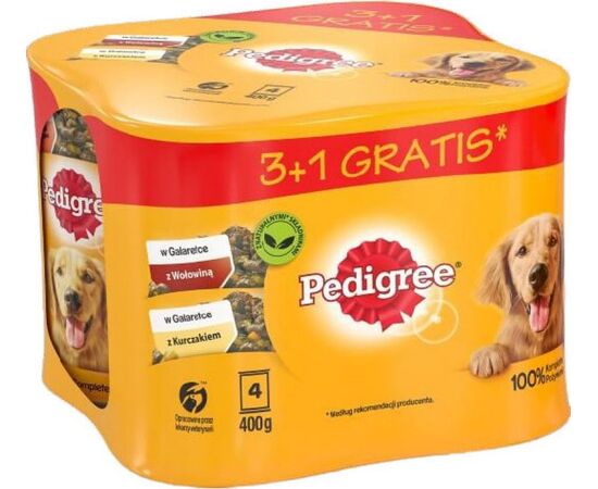 PEDIGREE BEEF AND CHICKEN WITH JELLY - WET DOG FOOD - 4X400 G