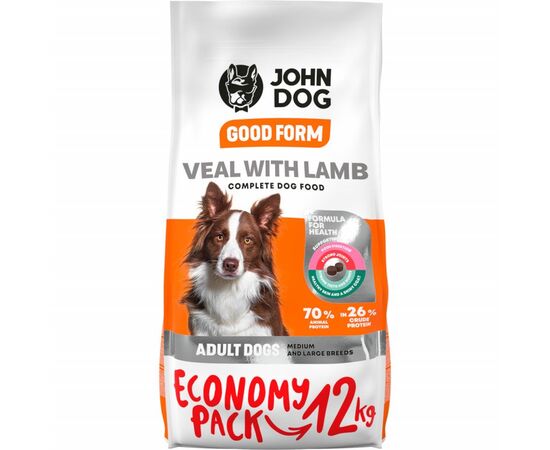 JOHN DOG GOOD FORM ADULT MEDIUM AND LARGE BREEDS VEAL WITH LAMB - DRY DOG FOOD - 12 KG