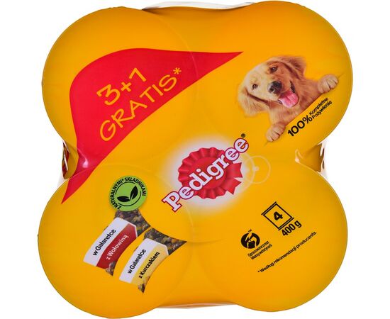 PEDIGREE BEEF AND CHICKEN WITH JELLY - WET DOG FOOD - 4X400 G