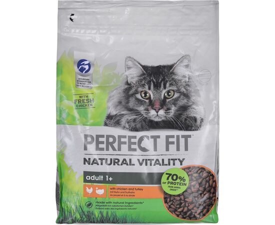 PERFECT FIT ADULT NATURAL VITALITY CHICKEN WITH TURKEY - DRY CAT FOOD - 2.4 KG