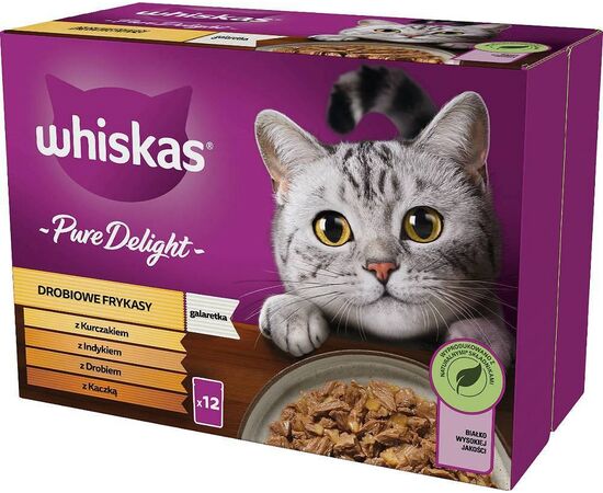 WHISKAS PURE DELIGHT POULTRY, DUCK, TURKEY, CHICKEN - WET CAT FOOD - 12X85 G