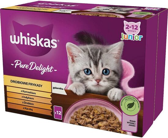 WHISKAS POULTRY FRITTERS JUNIOR POULTRY, DUCK, TURKEY, CHICKEN - WET CAT FOOD - 12X85 G