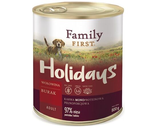FAMILY FIRST HOLIDAYS ADULT BEEF WITH BEETS - WET DOG FOOD - 800 G