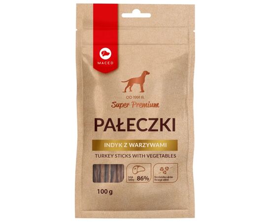 MACED TURKEY STICKS WITH VEGETABLES - DOG TREAT - 100G