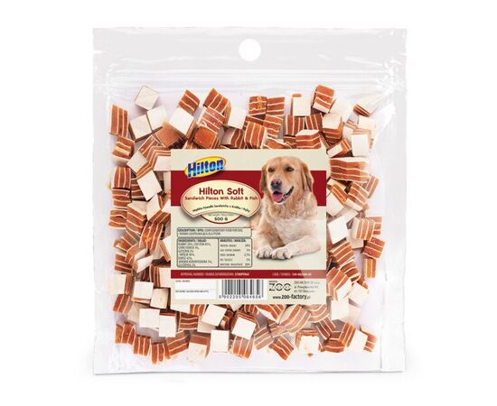 HILTON SANDWICH PIECES WITH RABBIT AND FISH - DOG TREAT - 500 G