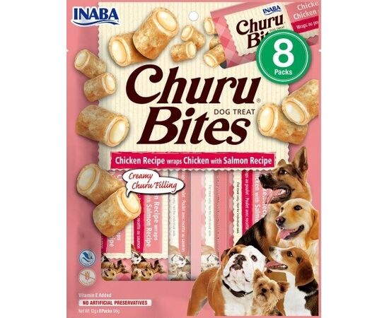 INABA CHURU BITES CHICKEN WITH SALMON RECIPE - DOG TREAT - 8X12G