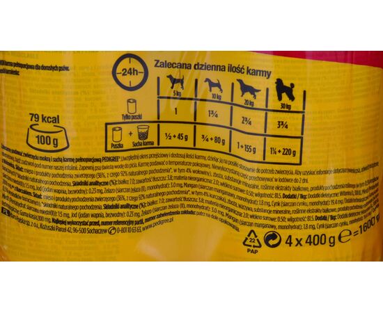 PEDIGREE BEEF AND CHICKEN WITH JELLY - WET DOG FOOD - 4X400 G