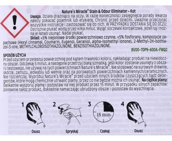 NATURE'S MIRACLE SET-IN OXY STAIN&ODOUR REMOVER CAT 709ML