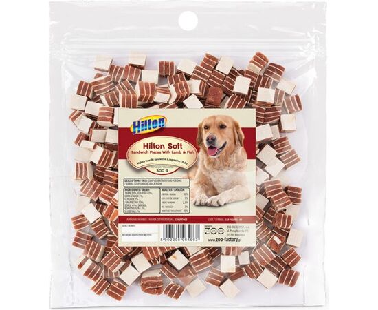 HILTON SANDWICH PIECES WITH LAMB AND FISH - DOG TREAT - 500 G
