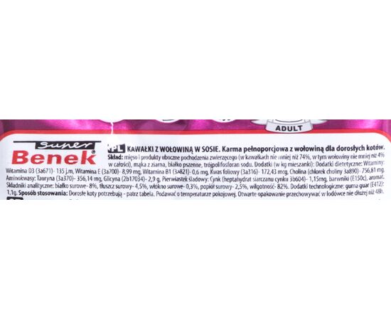 SUPER BENEK BEEF IN SAUCE - WET CAT FOOD - 100 G