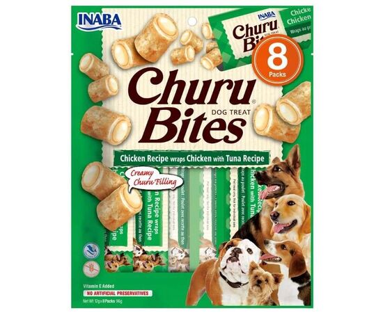 INABA CHURU BITES CHICKEN WITH TUNA RECIPE - DOG TREAT - 8X12G