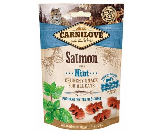 CARNILOVE CRUNCHY SNACK SALMON & MINT - CAT TREAT WITH SALMON AND MINT - 50 G