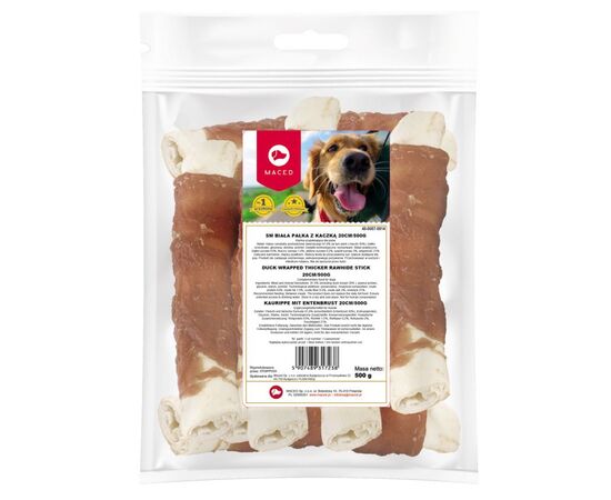 MACED DUCK WRAPPED THICKER RAWHIDE STICK - DOG CHEW - 500G