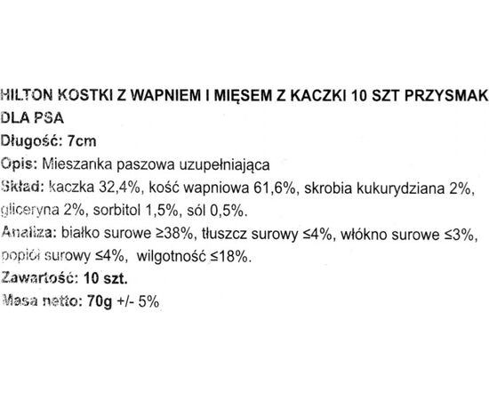 HILTON BONES WITH CALCIUM AND DUCK MEAT - DOG TREAT - 10