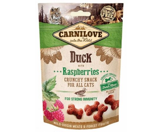 CARNILOVE CRUNCHY SNACK DUCK & RASPBERRIES - CAT TREAT WITH DUCK AND RASPBERRIES - 50 G