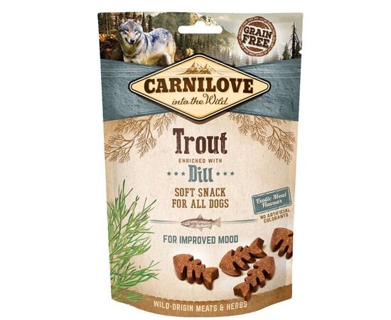 CARNILOVE SEMI-MOIST SOFT SNACK TROUT ENRICHED WITH DILL - DOG TREAT - 200 G