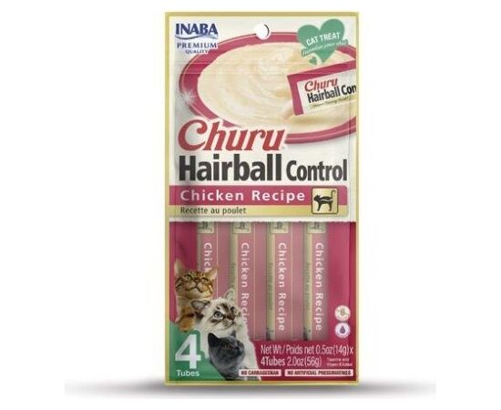 INABA CHURU HAIRBALL CHICKEN - CAT TREAT - 4X14 G