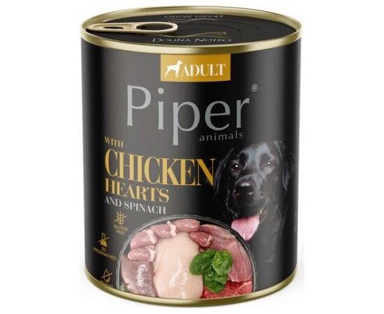 DOLINA NOTECI PIPER CHICKEN HEARTS WITH SPINACH - WET DOG FOOD - 800 G