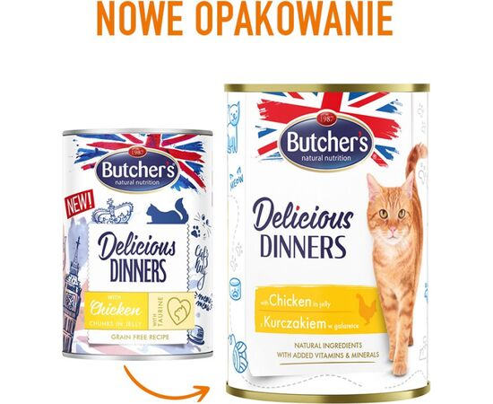 BUTCHER'S DELICIOUS DINNERS CHICKEN JELLIED PIECES - WET CAT FOOD - 400G