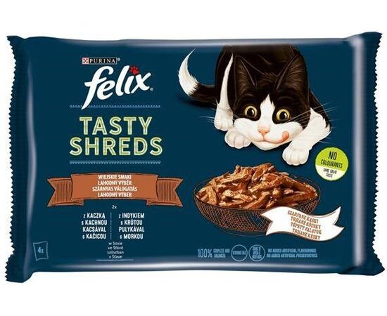 PURINA NESTLE FELIX TASTY SHREDS WITH DUCK AND TURKEY - 4X 80G