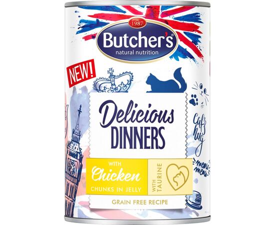 BUTCHER'S DELICIOUS DINNERS CHICKEN JELLIED PIECES - WET CAT FOOD - 400G
