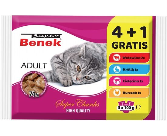SUPER BENEK ADULT - WET CAT FOOD - 5 X 100G
