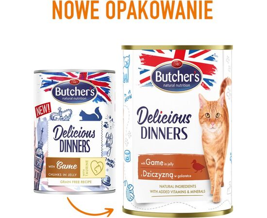 BUTCHER'S DELICIOUS DINNERS PIECES WITH VENISON IN JELLY - WET CAT FOOD - 400G