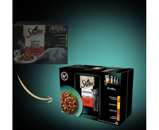 SHEBA SELECTION IN SAUCE JUICY FLAVOURS 12 X 85 G