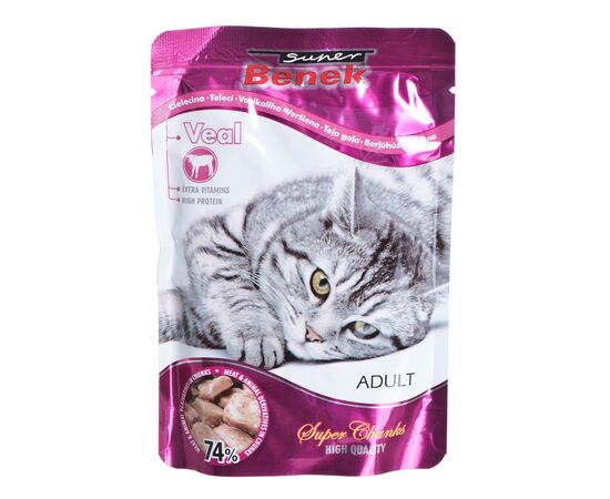 SUPER BENEK CERTECH SUPER BENEK SASZETKA DLA KOTA Z KAWAŁKAMI CIELĘCINY W SOSIE 100G