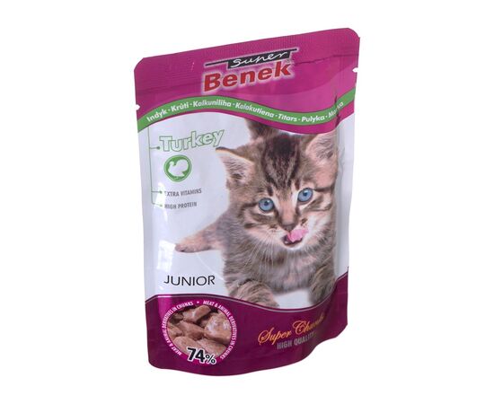 SUPER BENEK CERTECH SUPER BENEK JUNIOR SASZETKA DLA KOTA Z KAWAŁKAMI INDYKA W SOSIE 100G