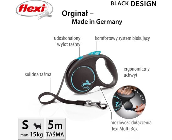 FLEXI AUTOMATIC LEASH BLACK DESIGN S 5 M, BLUE